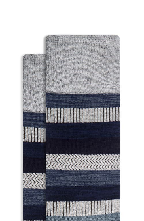 BUGATCHI BUGATCHI STRIPE COTTON BLEND DRESS SOCKS 