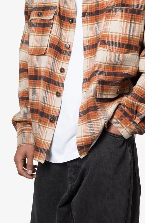 Mnml Asymmetric Pocket Flannel Button-up Shirt In Brown