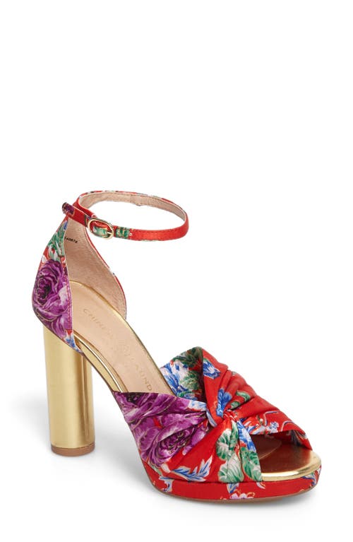 Flory Knotted Sandal in Red Fabric