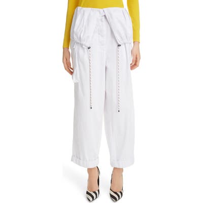 Dries Van Noten Pavel Cotton Ankle Cargo Pants, US / 44 FR - White