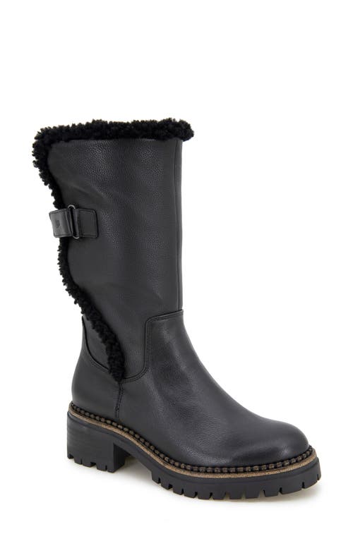 Shop Gentle Souls By Kenneth Cole Bradford Faux Shearling Trim Boot In Black Leather