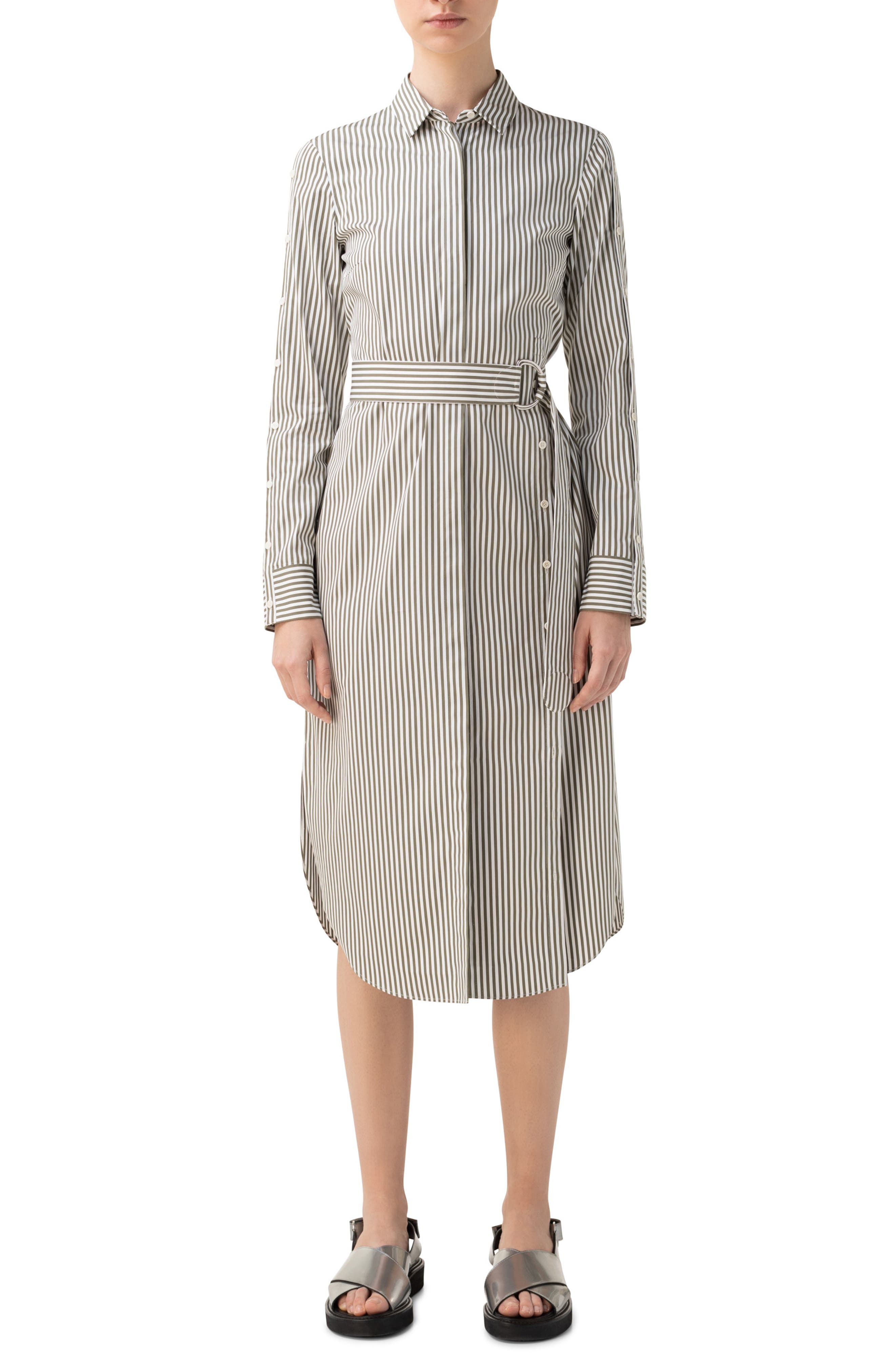 Akris punto | Stripe Long Sleeve Cotton Poplin Shirtdress | Nordstrom Rack