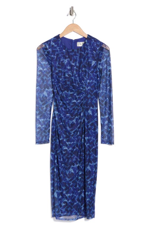 Eliza J Sheer Sleeve Midi Dress In Roy