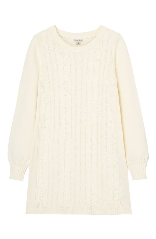 Habitual Girl Kids' Cable Knit Long Sleeve Sweater Dress In Off-white