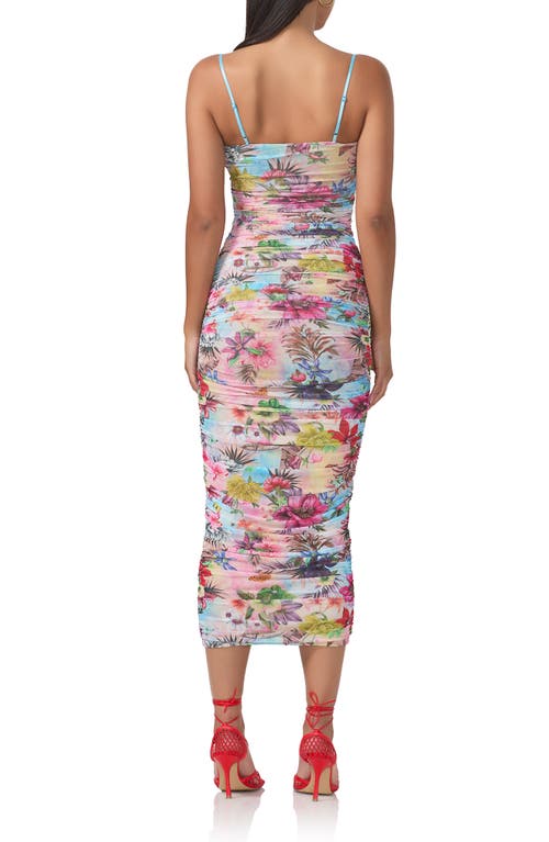 AFRM AFRM HAZEL PRINT RUCHED MESH MIDI DRESS 
