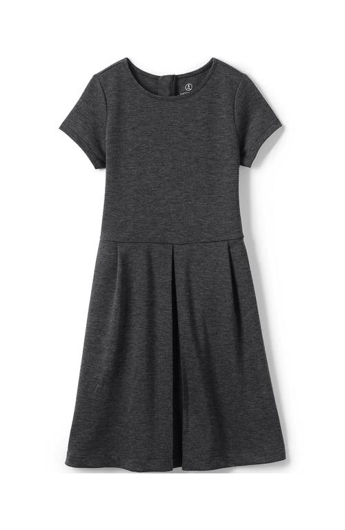 Shop Lands' End Girls Short Sleeve Ponte Dress In Charcoal Heather