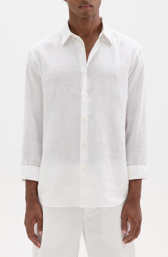 Shop Theory Irving Solid Linen Button-up Shirt In White