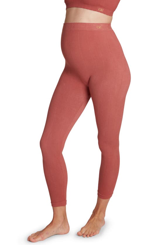 Shop Cache Coeur Zoe Ribbed Crop Maternity Leggings In Terracotta