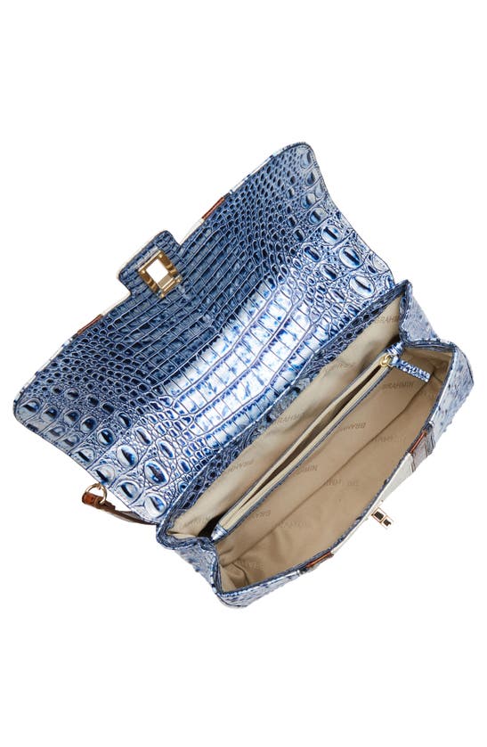Shop Brahmin Rosalie Croc Embossed Leather Convertible Crossbody Bag In Coastal Blue