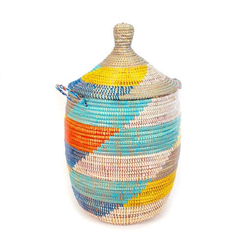 Mbare Dou Lid Storage Basket Stripe Multicolour Medium Storage In Multicolour
