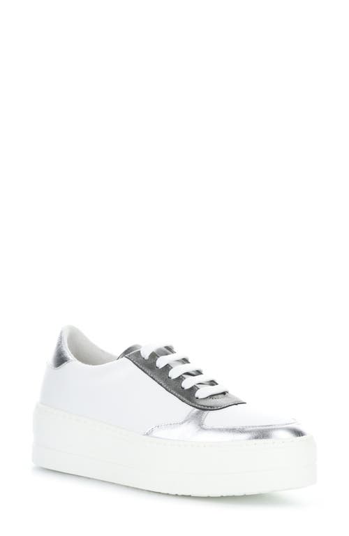 Bos. & Co. Maputo Platform Sneaker in White/silver/pewter/Laminato