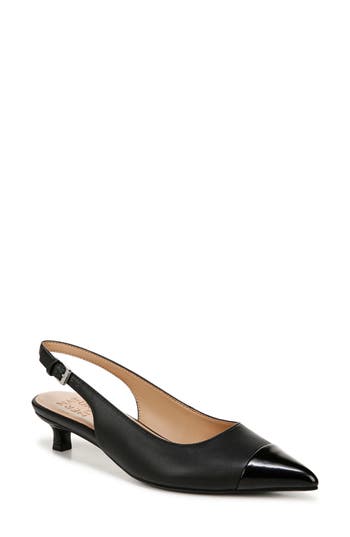 Naturalizer Gazing Womens Adjustable Manmade Slingback Heels In Black Faux Leather