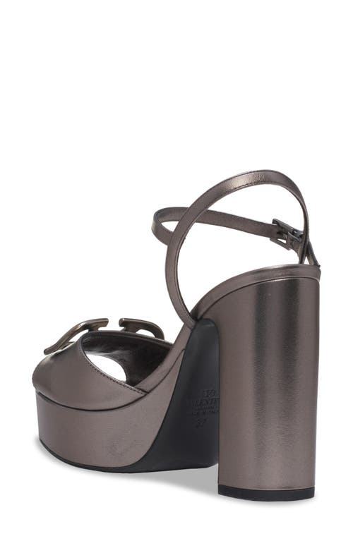 Valentino Vlogo Signature Leather Platform Sandals In 113 Antracite