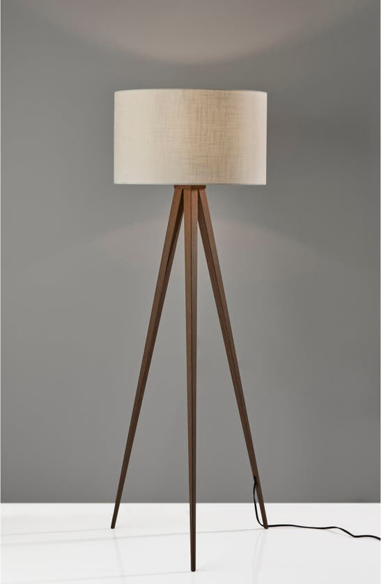 Adesso Lighting Director Floor Lamp In Metal With Rosewood Veneer