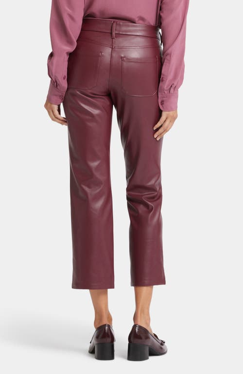 Shop Nydj Faux Leather Straight Leg Ankle Pants In Tavern