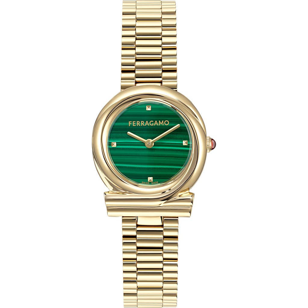 Ferragamo Ronda Gancini 28mm In Ip Yellow Gold