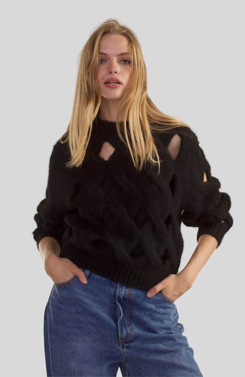 Cynthia Rowley Open Knit Sweater In Black