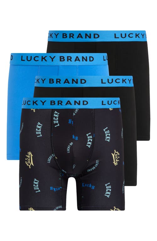 Shop Lucky Brand Essential 4-pack Boxer Briefs In Jet Black/super Sonic Multi