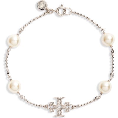 Tory Burch Milgrain Imitation Pearl Rosary Bracelet