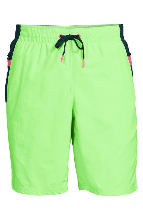 Shop Lands' End 9" Volley Swim Trunks In Lime Jade Colorblock