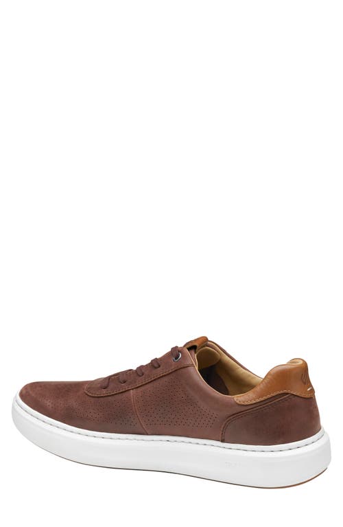 Shop Johnston & Murphy Anders Perforated Sneaker In Dk Mahogany Full Grain