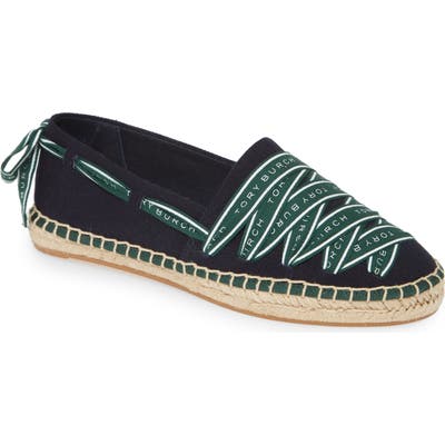 Tory Burch Logo Grosgrain Trim Espadrille, Blue