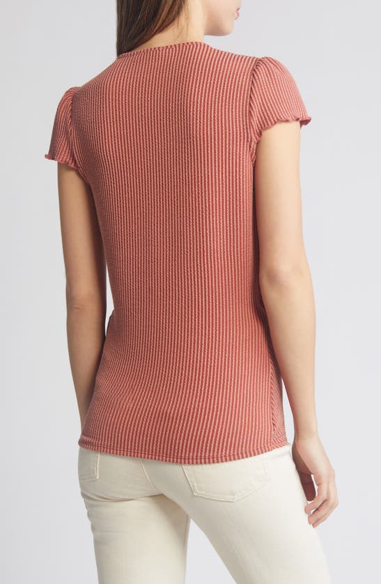Shop Loveappella Texture Wrap Front Top In Terracotta