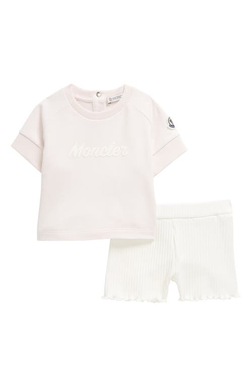 Moncler Kids' Logo Graphic Top & Rib Shorts Set Pink at Nordstrom,