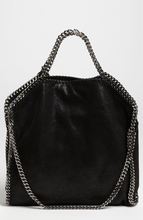 'Falabella - Shaggy Deer' Faux Leather Foldover Tote in Black