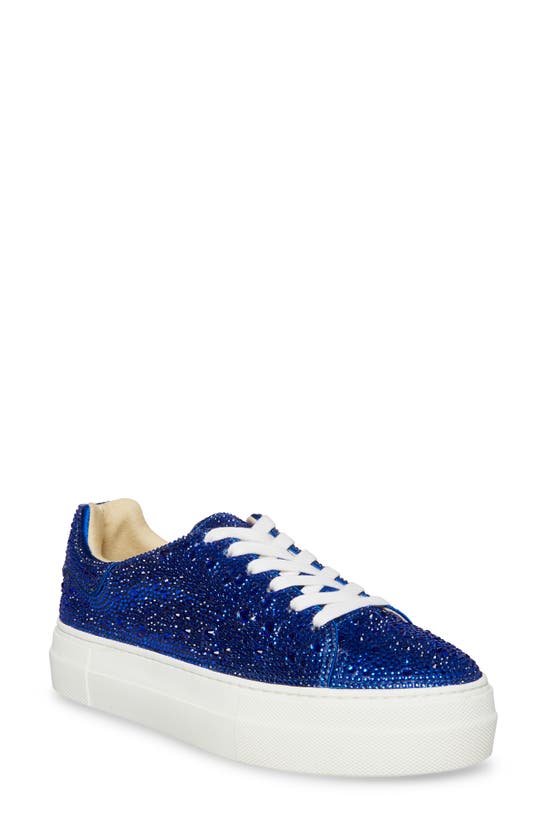 Betsey Johnson Sidny Crystal Pavé Platform Sneaker In Sapphire