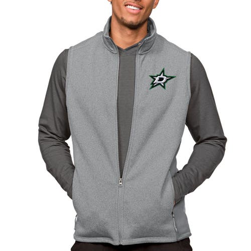 Men's Antigua Heather Gray Dallas Stars Course Full-Zip Vest at Nordstrom, Size Medium