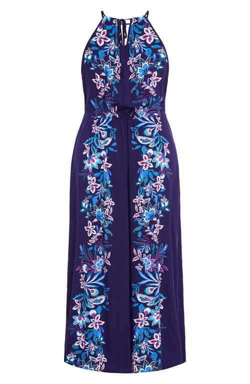 Shop City Chic Island Floral Maxi Dress In Blue Tropics