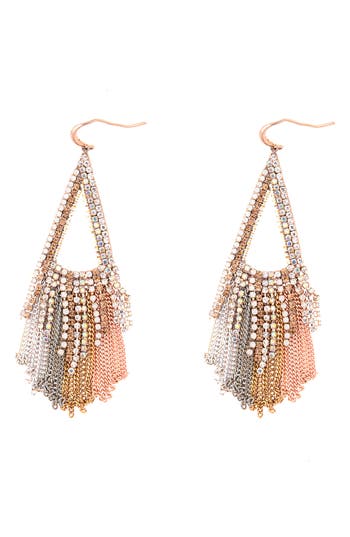 Zaxie By Stefanie Taylor Crystal Chain Chandelier Earrings In Gold