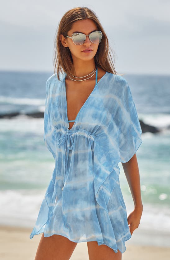 Shop Becca Washed Away Chiffon Cover-up Tunic In Ice Blue