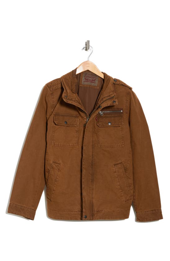 Levi's® Washed Cotton Two Pocket Military Jacket In Brown ModeSens