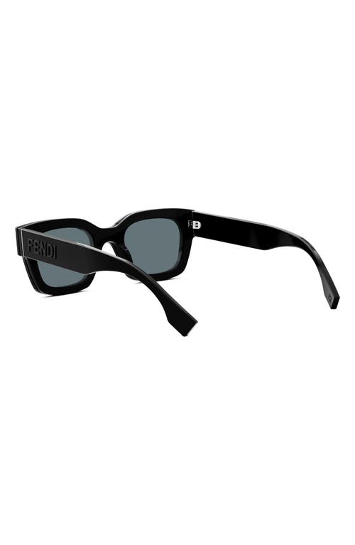 Shop Fendi ' Signature 50mm Rectangular Sunglasses In Shiny Black/blue