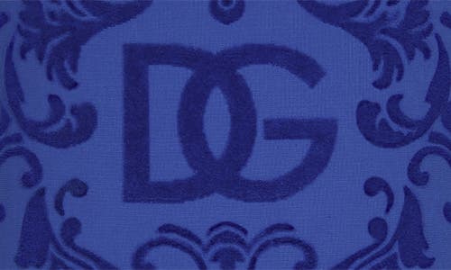 Shop Dolce & Gabbana Dolce&gabbana Dg Logo Cotton Terry Cloth Outdoor Accent Pillow In Blue