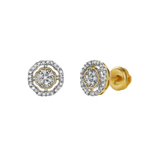 Luvmyjewelry Starlens L 10k Yellow Gold Cluster Diamond Unisex Earrings In 10k Yellow Gold