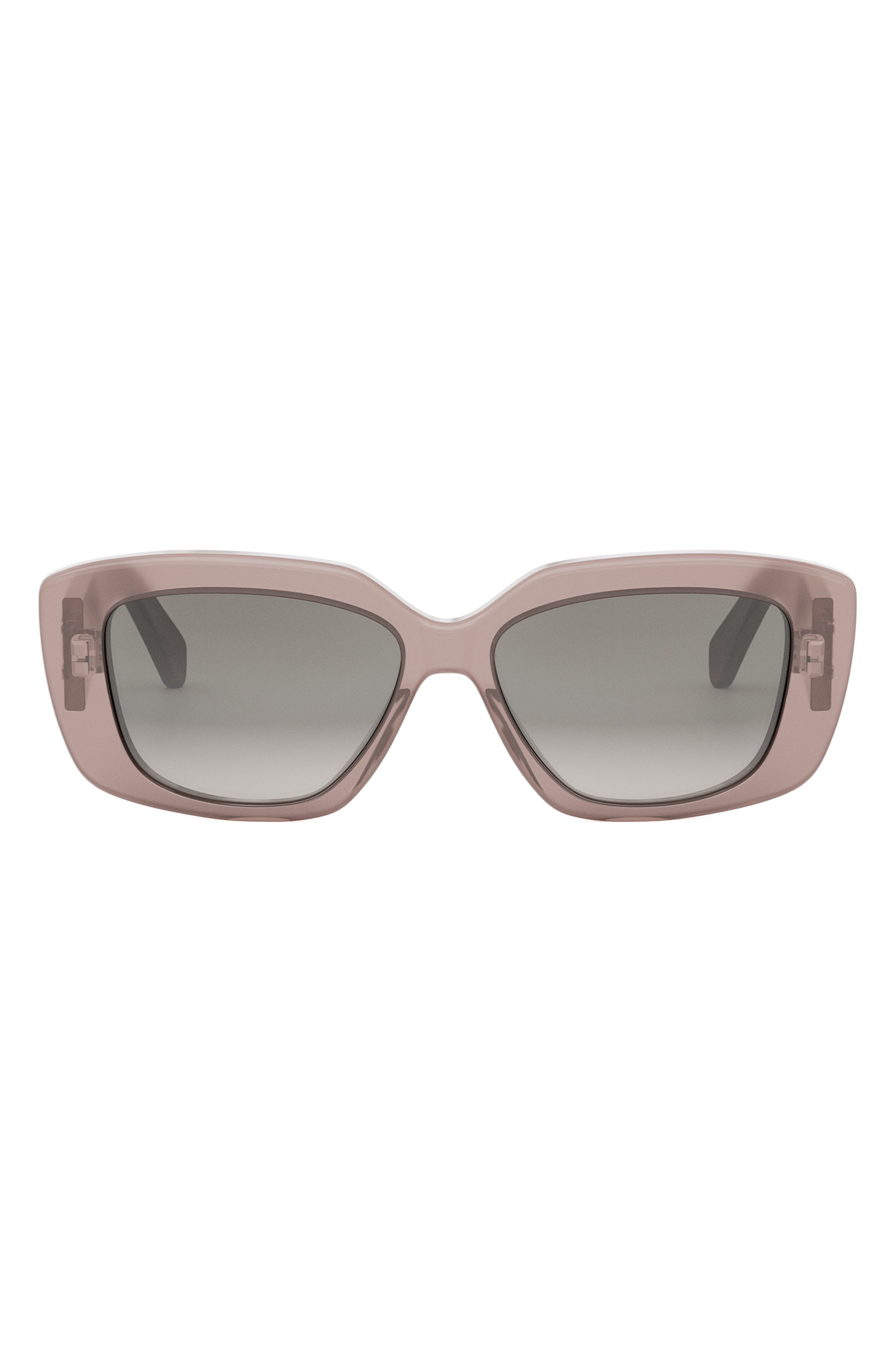 Celine Triomphe 55mm Gradient Rectangular Sunglasses In Shiny Light Brown/smoke