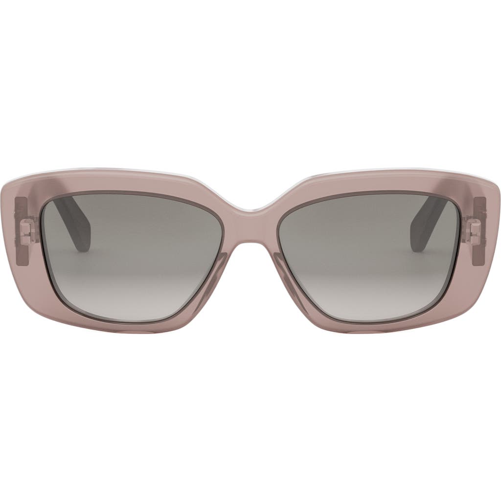 Celine Triomphe 55mm Gradient Rectangular Sunglasses In Brown