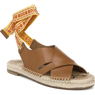 Sam Edelman Alisha Tie Slingback Espadrille Sandal, Brown