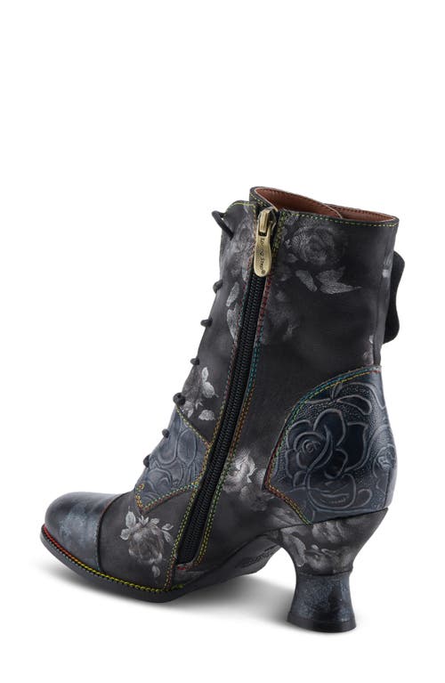 L'artiste By Spring Step Roselia Lace-up Cap Toe Bootie In Black Multi