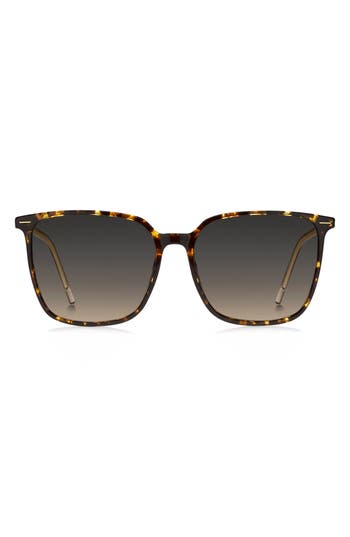 Hugo Boss Boss 57mm Rectangular Sunglasses In Havana Yellow
