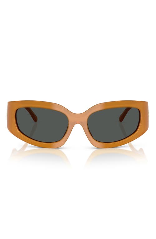 Tory Burch 57mm Irregular Sunglasses In Tan/grey
