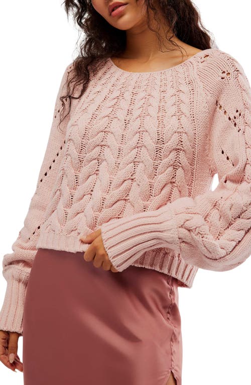 Shop Free People Sandre Cable Stitch Pullover Sweater In Pink Lotus