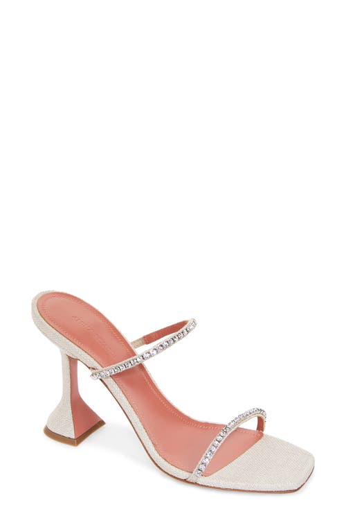 Shop Amina Muaddi Gilda Crystal Strap Slide Sandal In Beige/crystal