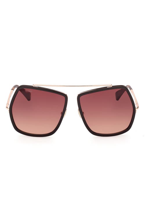 Max Mara 64mm Gradient Geometric Sunglasses in Dark Brown/gradient Brown at Nordstrom