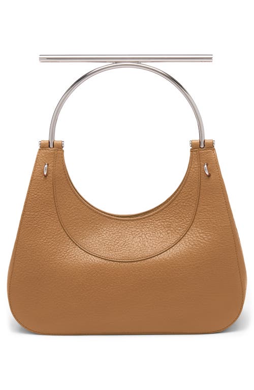 Shop Alexander Mcqueen Crossbar Leather Handbag In Pecan/silver