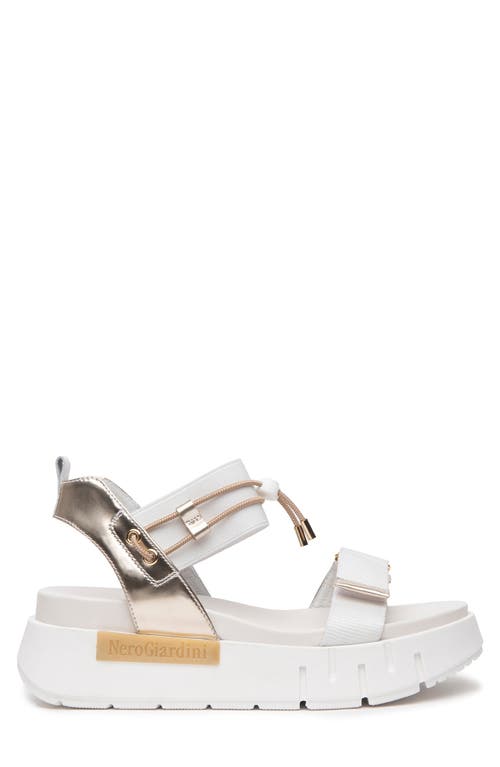 Shop Nerogiardini Sporty Platform Sandal In White/gold