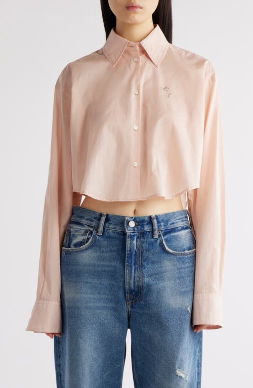 Shop Acne Studios Satai Crop Cotton Voile Button-up Shirt In Dusty Pink